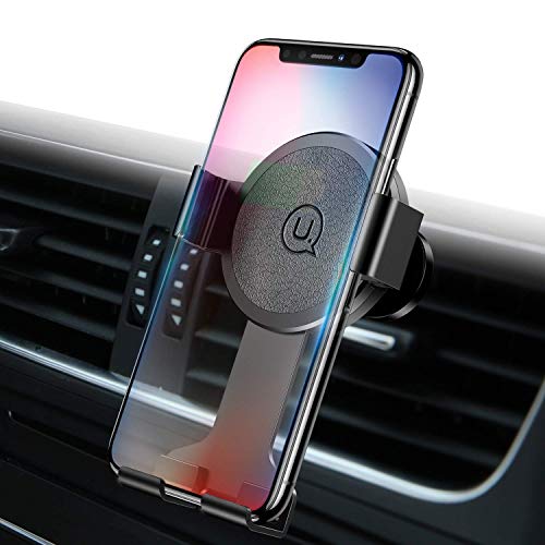 Support Téléphone Voiture Portable,USAMS Auto Réglable d'air Mobile Universel Ventouse d'air Rotatif de 360 Gegrés pour iPhone 8/7/6/6S/SE/5, Samsung Galaxy jusqu'à 6 Pouces Smartphone (Noir)