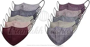 PRAMUKH FASHION Cotton Fashion Mask in 2 Layer with Melt Blown Filter (Pack of 10 pcs). Skin Friendly Washable & Reusable Fabric. Light Weight & Soft.