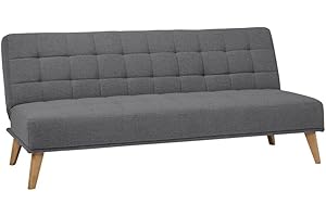 SHIITO | Modelo Versalles - Sofá Cama con Apertura Clic-Clac | Donde la Elegancia y el Confort se encuentran | Diseño Capitoné en Color Gris | 189.5 x 88 x 89 cm