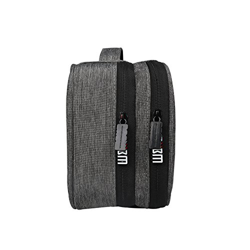 BUBM Mehrfachfunktion Kabelorganiser Tasche Reisetasche mit Doppelschichten für Elektronische Zubehöre wie Netzteil, Maus und USB Stricks(Mittel, Denim Grau) - 3