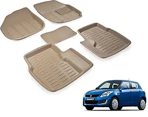 Auto Hub EVA, Plastic 3D Car Floor Mats Compatible for Maruti Suzuki Swift Model : 2014-2017 (Beige).