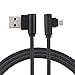 Produktbild LCLrute Hohe Qualität 3m Nylon geflochten Micro USB 90 Grad rechten Winkel 2A Fast Data Sync Ladekabel (Schwarz)