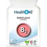 Vitamin B2 Riboflavin 100mg 60 Tablets Migraine Support, Stress and Energy. Vegan. Made by Health4All