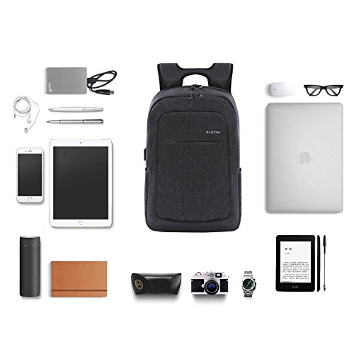 Slotra Laptoprucksack USB-Ladeanschluss Business 15.6 Zoll Slim Backpack Schule Outdoor Resien(dunkelgrau) - 6