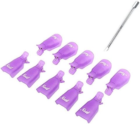 Nail Art Soak Off Clip Cap Reusable Nail Wipe Cap Clip Uv Gel Polish Remover Wrap Cleaner Cap Tool Acrylic Polish Nail Remover -10Pcs Purple