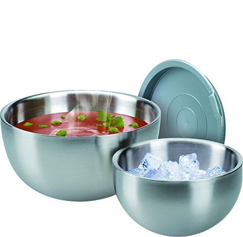 GSW 824019 Thermoschüssel Thermoschüssel-Set mit Kunststoffdeckel 6-teilig, Edelstahl, silber, 26,5 x 26,5 x 13,0 cm, 6 Einheiten - 2