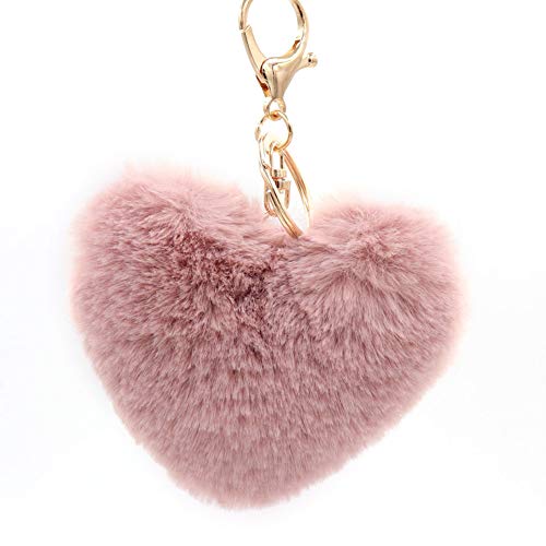 Preisvergleich Produktbild Cupcinu Heart-Shaped Keychain Schlüsselkette für Mädchenfrauenplüschschlüsselanhänger für Handtaschenmappen-Autodekoration Art und Reizende Size 10 * 10cm (Rose)
