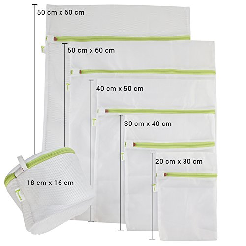Bramble – Wäschenetz, 6 Stück Wäschesack, Premium Qualität Wäschetasche, Wäschebeutel für Waschmaschine, Schutzbeutel aus Netzmaterial mit Reißverschluss in verschiedenen Größen - 2