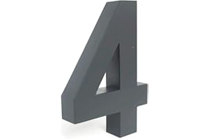 CAVATINY Número de casa 3D en antracita RAL7016 de acero inoxidable – Fuente Arial – Revestimiento en polvo en estructura fina gris antracita mate – Incluye material de montaje – Altura 20 cm