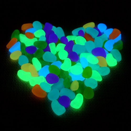 250g ca. 100 St. Bunt Leuchtsteine Leuchtkiesel leuchtende Kiesel Aquarium Garten Deko