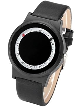 JSDDE Uhren,Einfach Armbanduhr Leuchtzifferblatt PU Lederband Analog Quazruhr Schwarzes Loch Design Uhren,Schwarz