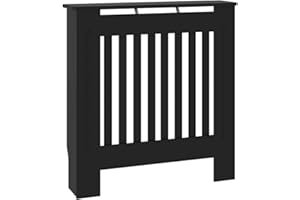 vidaXL Heizkörperverkleidung mit vertikalen Latten Heizungsabdeckung Heizungsverkleidung Heizkörperabdeckung Heizung Abdeckung Heizkörper MDF Schwarz 78cm