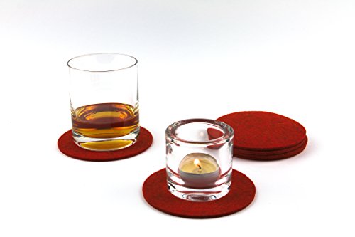 NordernArt Glasuntersetzer rund 10cm 6er Set 100% Wollfilz Farbe wählbar, edle natur Untersetzer für Gläser Becher Tassen als Getränkeuntersetzer auf Tisch, Bar mit Geschenk-Box (spice) - 5