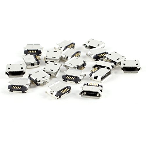 TOOGOO (R) 20 Stueck Micro-USB Typ B Buchse 180¡ãC 5-Pin SMD SMT Loeten Verbinder