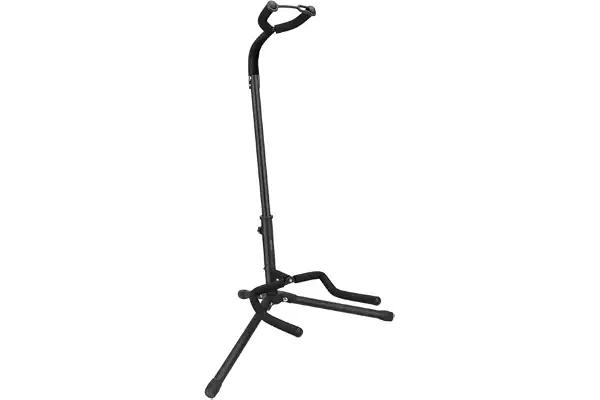 Amazon Basics Soporte Portátil Plegable para Guitarra, Diseño de Trípode Ligero con Acolchado Antideslizante, Altura Ajustable para Guitarras Acústicas, Eléctricas y Bajos, Negro