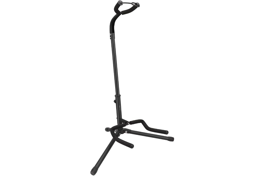 Amazon Basics Soporte Portátil Plegable para Guitarra, Diseño de Trípode Ligero con Acolchado Antideslizante, Altura Ajustabl