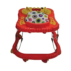 Govinds Baby Activity Musical Walker for Boys and Girls Children for 5+ Months Round Iron Fold-able Walker (8 Wheels RED Color)