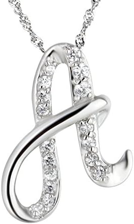 Tikiville Diamante Initial Letter Pendant Necklace with a Free 19 Inch Chain