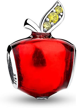 Apple Charms Fit Pandora Bracelets With Red Enamel 925 Sterling Silver Openwork Charms