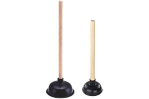 T&B ENTERPRISE Set of 2 Sink Plungers - Drain Plunger with 110 & 140 mm diameter - Toilet Pump Unblocker incl. wooden handles - Chemical-free Plumbers Plunger - Powerful Plumbing Plunger