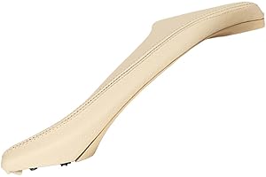HACREYATU Leather Side Door Pull Handle for B-MW 5 Series,Left Right Side Passenger Inner Door Handle Replacement for B-MW F10 F11 F18 520 523 525 528 530 535 2010-2017 (Left, Beige)