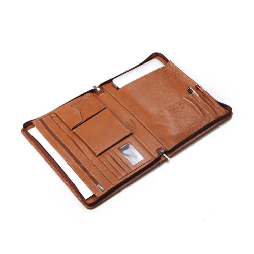 Brauner Leder-Organizer mit Reißverschluss für MacBook Air 13"