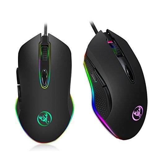 RGB Rat  n para Gamer  LED Retroiluminado USB Cable Trenzado  200 a 4800 dpi Ajustables 7 Botones Programables