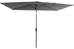 Happy Garden Parasol Droit HAPUNA rectangulaire 2x3m Gris avec manivelle. Parasol Droit inclinable.