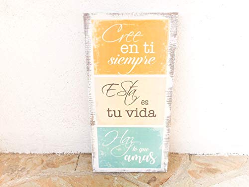 Cartel vintage de madera - Frases motivadoras - Cree en ti