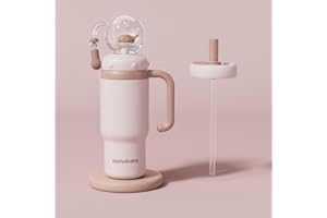 DRQZWP Gobelet fontaine baleine en acier inoxydable avec poignée – Deux couvercles, anti-déversement, passe au lave-vaisselle, mignon et parfait pour les enfants, les adolescents et les adultes Tasse (Gris)