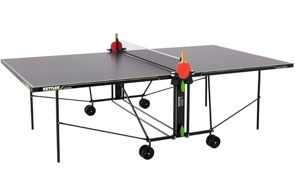 Kettler K1 Table de Tennis de Table d'extérieur et d'intérieur, Format Tournoi, Plateau Robuste Anti-Rayures en résine de mélamine 4 mm, Résistante aux intempéries, Pliable, Fabriquée en Allemagne