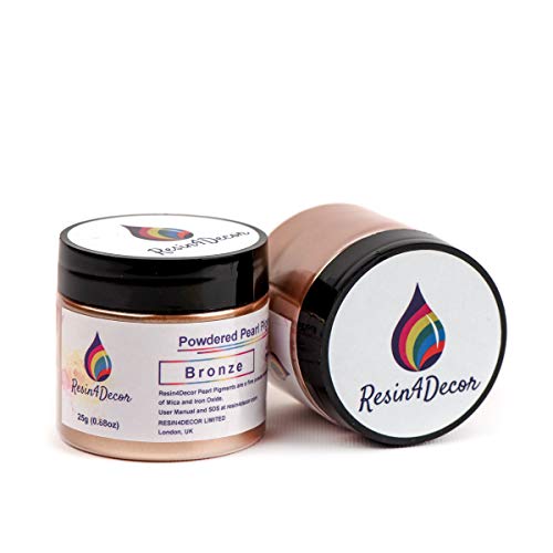 RESIN4DECOR Bronze pigmento Metallico in Polvere di Mica perlescente per progetti in Resina epossidica, Gioielli, progetti Artigianali, tavola epossidica, Lavagna, vassoi, Tele, Pittura, 25g
