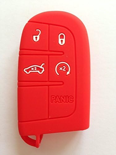 New Red Key Case Cover Jacket Silicone Rubber Fob Keyless Remote Holder Skin fit for JEEP FIAT DODGE CHRYSLER Smart Remote Key Case by Keyless Professor