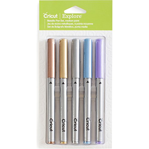 Cricut (CRIG7) Cricut-Juego de bolígrafos metálicos de Colores (Punta Media), 1.27x20.32x10.16 cm