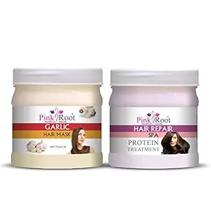 Pink Root Garlic Hair Mask 500gm with Hair Repair Spa Cream 500gm