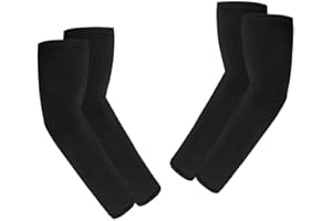 lafomukea UV Protection Cooling Arm Sleeves, 2 Pairs Sports Compression Cooling Sleeve, Long Arm Cover Sun-Protection Sleeves, Outdoor Sunblock Arm Cover for Men and Women (Black)