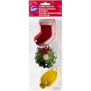Wilton 2308-5071 3-Piece Christmas Mantel Metal Cookie Cutter Set