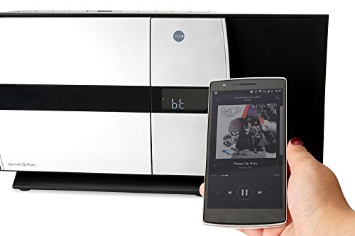Bennett & Ross Ã…lesund Vertikal Stereoanlage (CD/MP3, USB, Bluetooth, NFC, UKW-Radio, Stand- oder Wandmontage, Uhr mit Weckfunktion, inkl. Fernbedienung) Schwarz/Silber