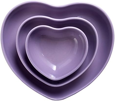 YUWANW The Creative Dishes Vegetable Tray Ceramic Child Meal Tray Deep Tray Kit Color Western Steak Keyboard Tray Home, Purple Heart-Shaped Deep Tray Package