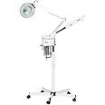 HS 2-in-1Professional Facial Steamer with Magnifying Glass,2 IN 1 Facial steamer with ozone & aroma+one LED Magnifying Lamp,Standing Face Steamer for Facial Deep Cleaning salon &spa use