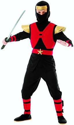 Royal Ninja costume child in Red/Black/Gold – Complete Ninja Costume for Boys Red