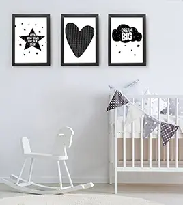 TIED RIBBONS Girls Rule Printed Wall Art Poster Framed Paintings - Kids Room Decoration Item for Girls Boys Bedroom (Set of 3, 13.6 inch x 10.2 Inch)