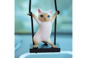 Yueser Ciondolo per Auto Altalena, Carino Swing Gatti Ornamenti Pendente Ciondolo per Specchietto Retrovisore per Auto Oscillante per Auto Accessori Divertenti Auto Appeso Ornamento Hanging (bianco)