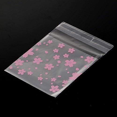 SCF2017 100Pcs 7*7CM Sakura Flower Self-adhesive Plastic Bags for Snacks Cookies candy Baking Bread