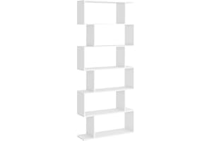 HOMCOM Librería de 6 Niveles, Estantería para Libros, 80x23x192 cm, Estantería Moderna para Salón, Dormitorio, Estudio, Oficina, Blanco