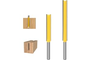 Baorder 1/4 Inch Extended Double-Edged Straight Trimming Router Bit Set Woodworking Tool 2Pcs Set