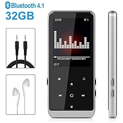 Lecteur mp3, Timoom Lecteur mp4 Baladeur Bluetooth 4.1 Sport 32 Go, HiFi Portable sans Perte, 128 Go de Radio FM, Enregistrements, Musique, Photo, E-Book