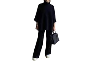 Minetom Tuta da Ginnastica Donna Tute Pullover a Collo Alto Maglione + Pantaloni Set Training Sportivo a Maglia Completo Sportswear 2 Pezzi