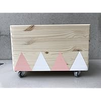 Holz Spielzeugkiste Weiß/Rosa - Rollen Triangel skandinavisch