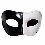 Black and White Half face mask Male and Female Prom yin and yang mask, 2